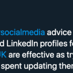 Screenshot of a Twitter post by Dan Holden with the text Looking for some #socialmedia advice on whether having separate Twitter and LinkedIn profiles for @HorizonCommsUK are effective as trying to cut down the amount of time spent updating them.